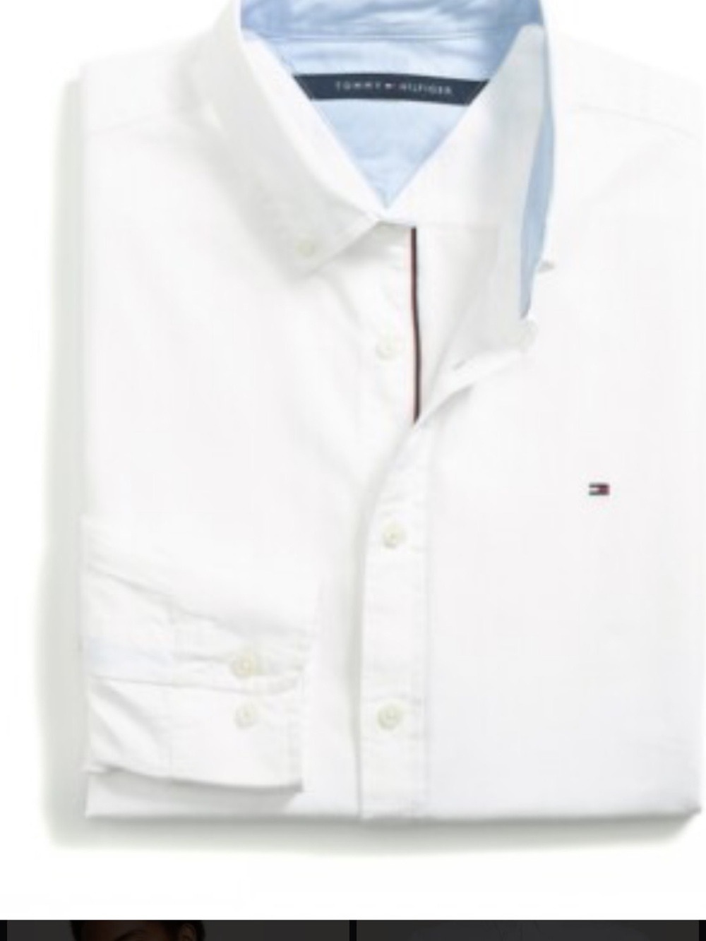 Tommy Hilfiger Custom Fit White Cotton Button-Down Shirt Large